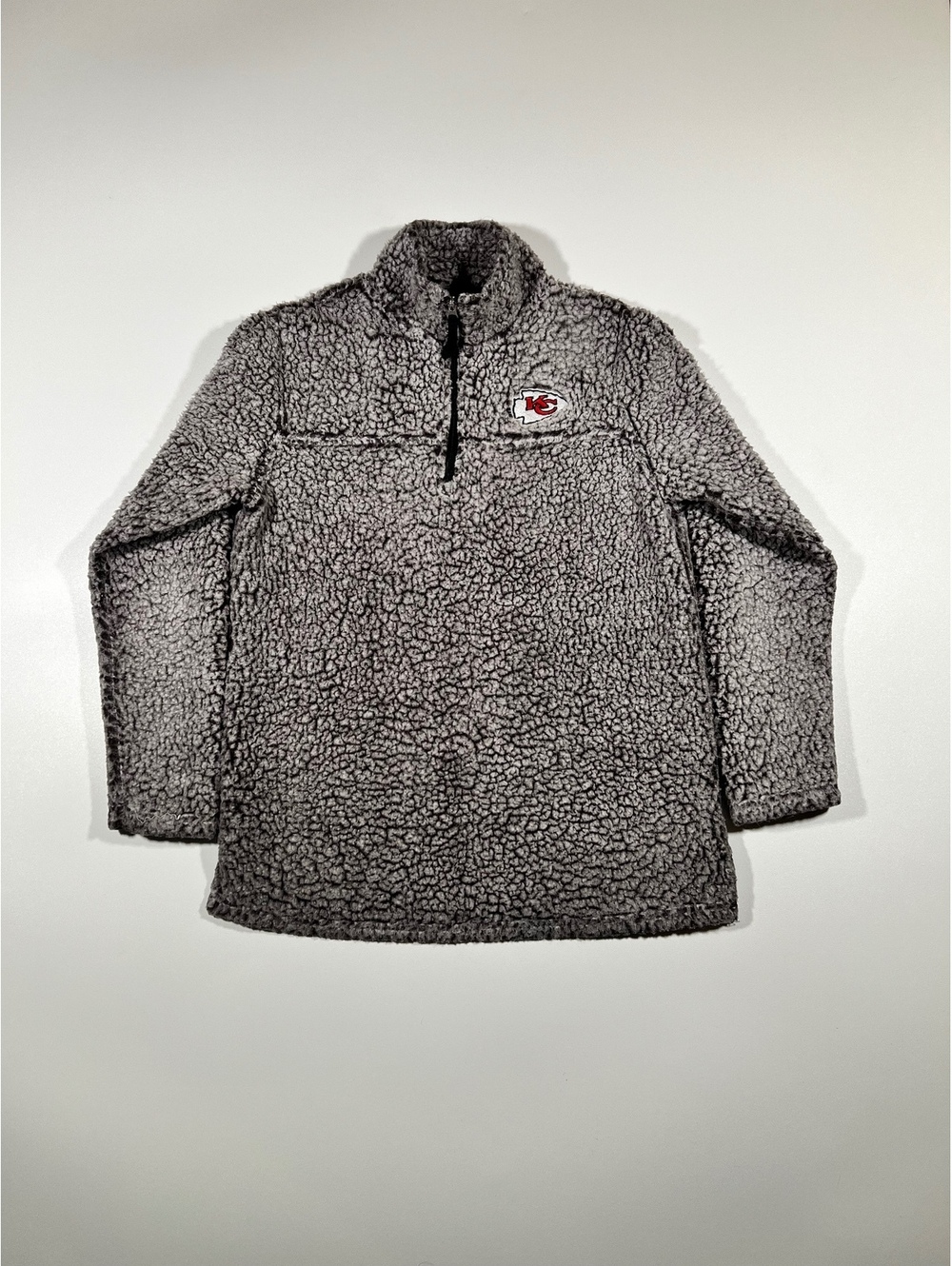 Kansas City Chiefs Sherpa Quarter Zip S Gray NFL Team Apparel Pullover